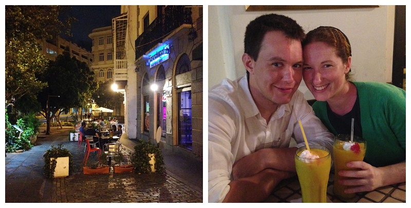 Left: cafes lined the streets. Right: Nothing beats fresh mango smoothies. 