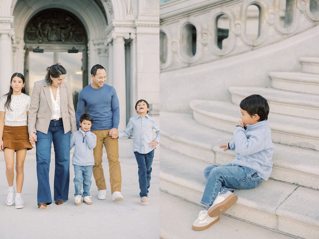 family walking and laughing together 
