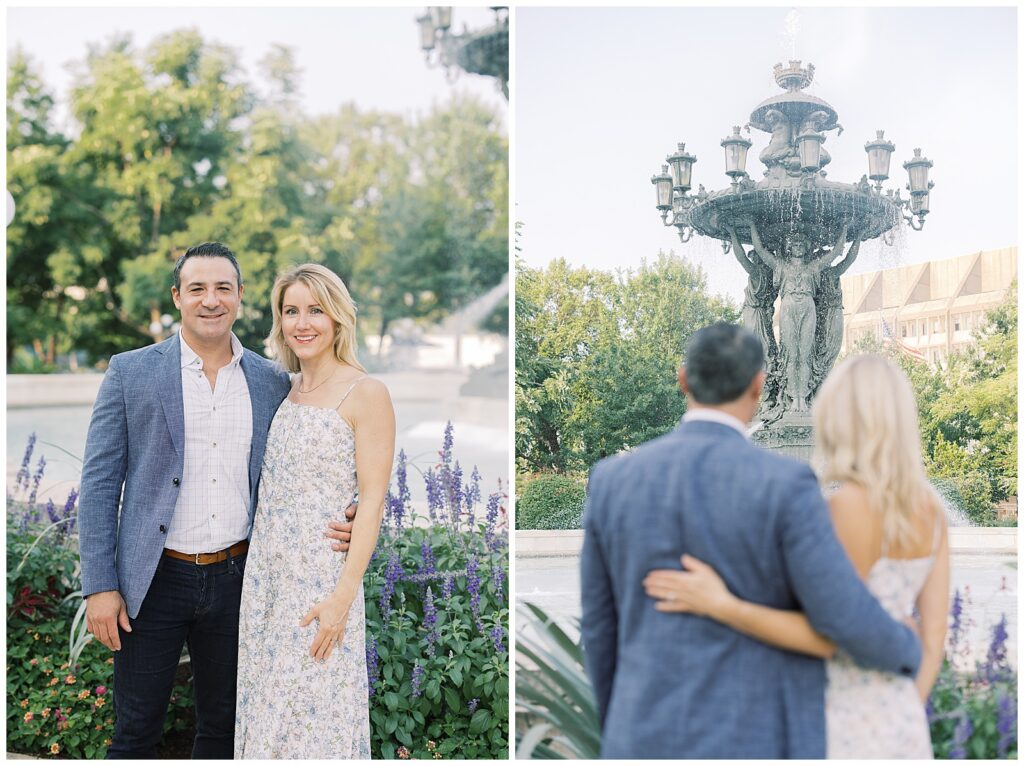 couple standing in front of Bartholdi Fountain