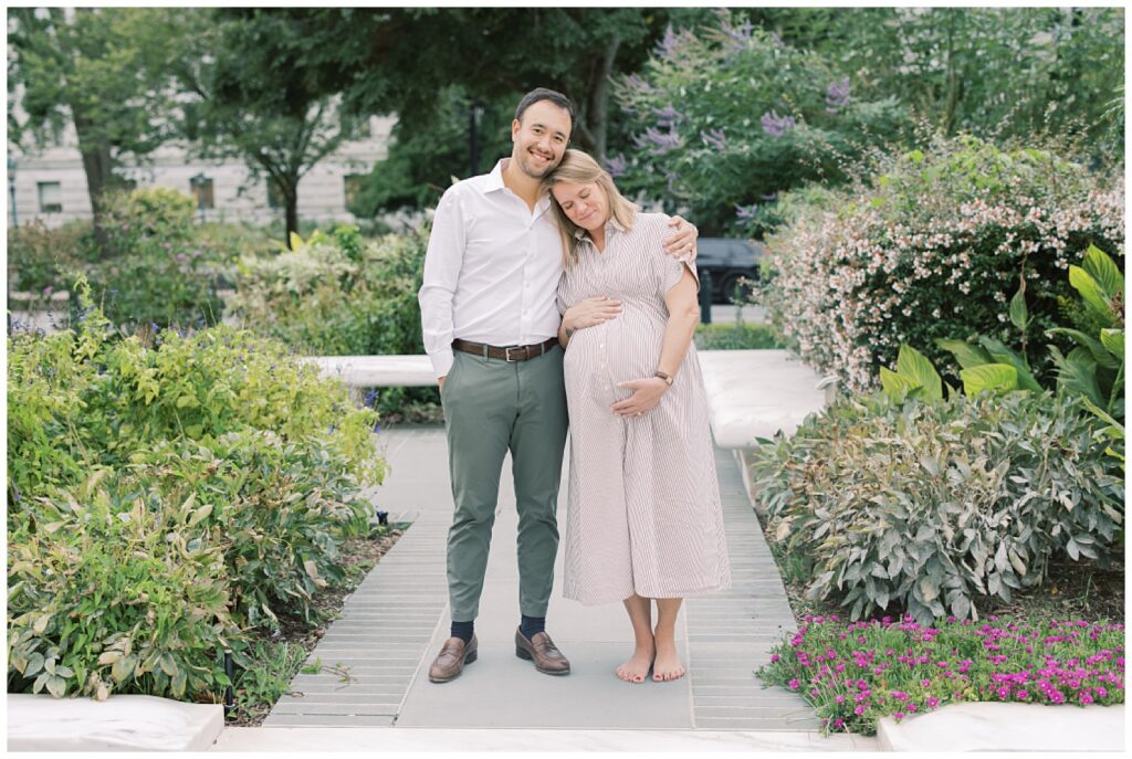 couple hugging for a maternity session